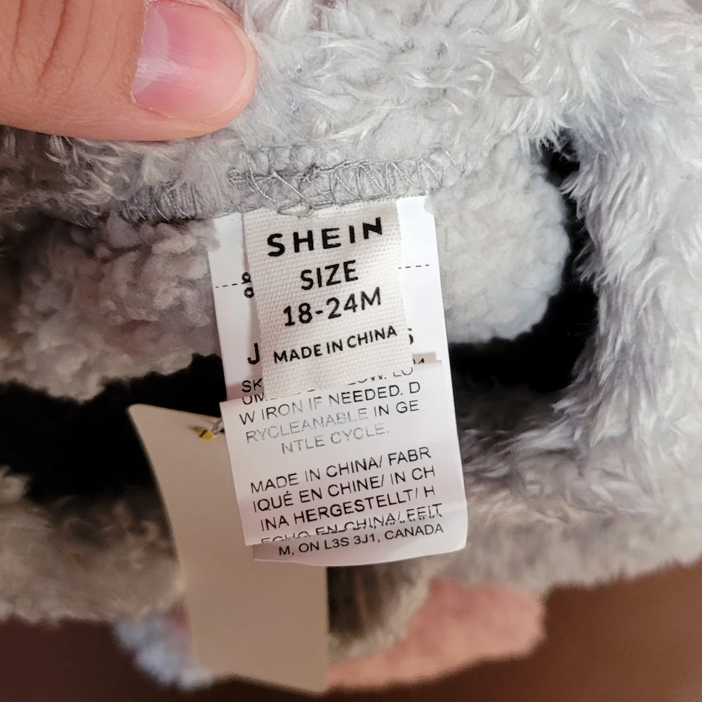 SHEIN Plush Fleece Set in Gray and Pink
